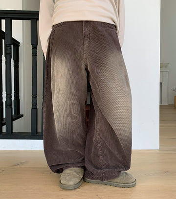 Dopto Washing Pintuck Wide Corduroy Pants